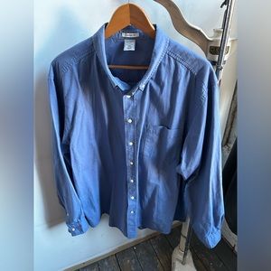 Men’s blue long sleeved button down shirt
